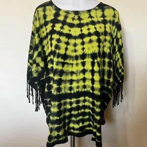 Tie dye top with fringe sleeves